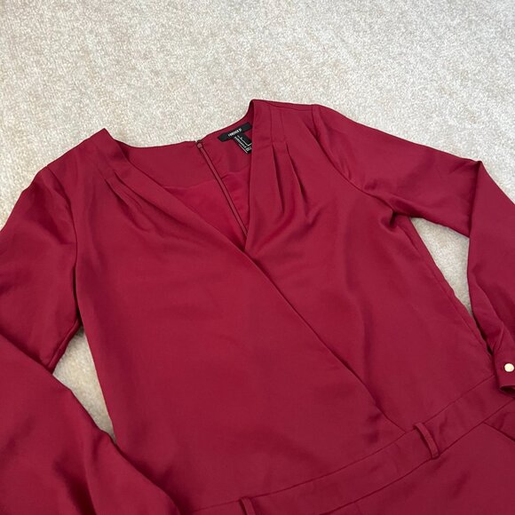 Forever 21 Long Sleeve Surplice Faux Wrap Shorts Romper S - Picture 3 of 10